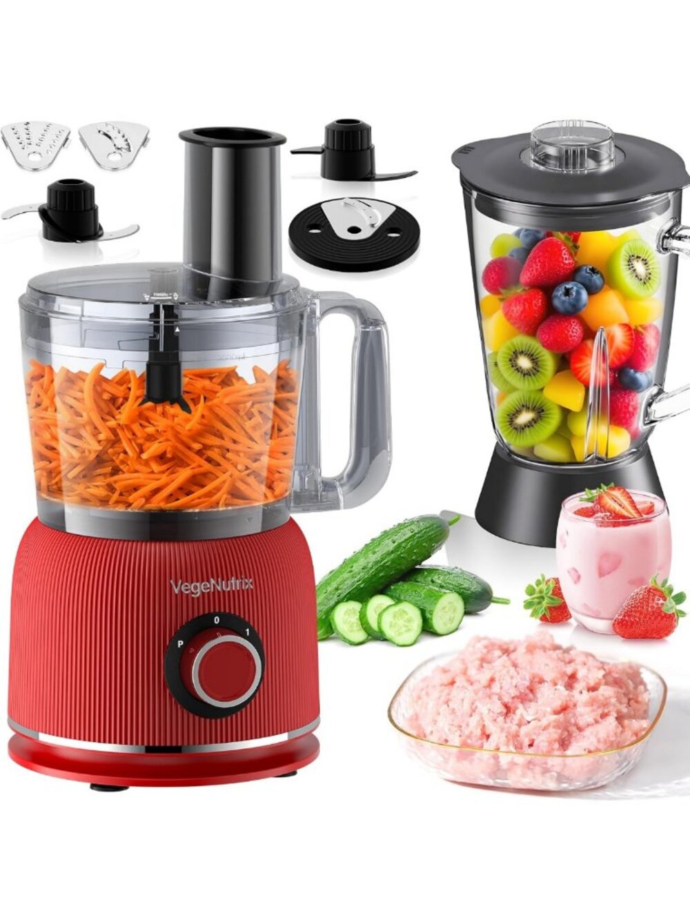 Versatile Food Processor & Blender Combo, 88 oz Chopper for Smoothies & Meal